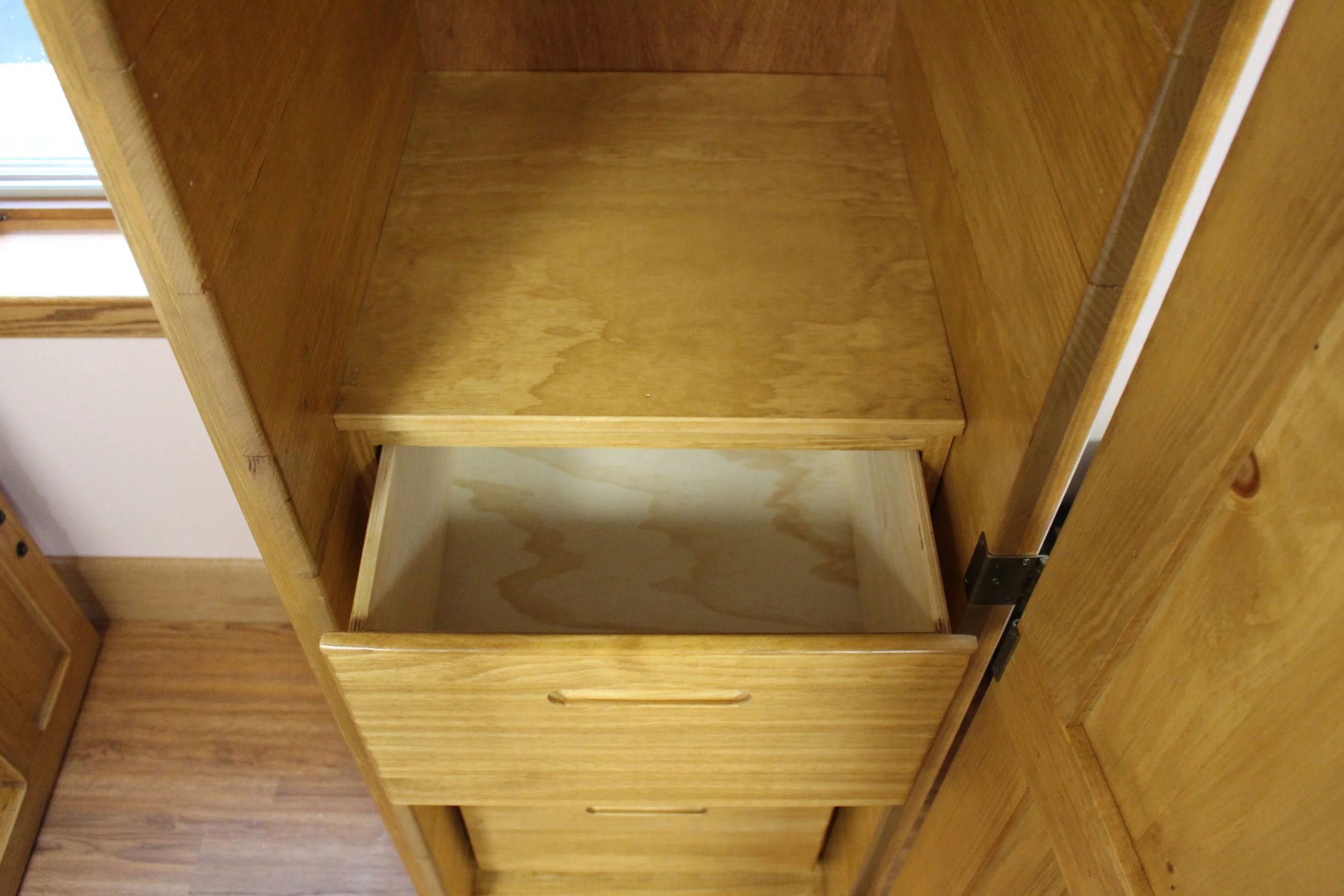 Wardrobe with Wooden Drawer Box (no metal hardware)