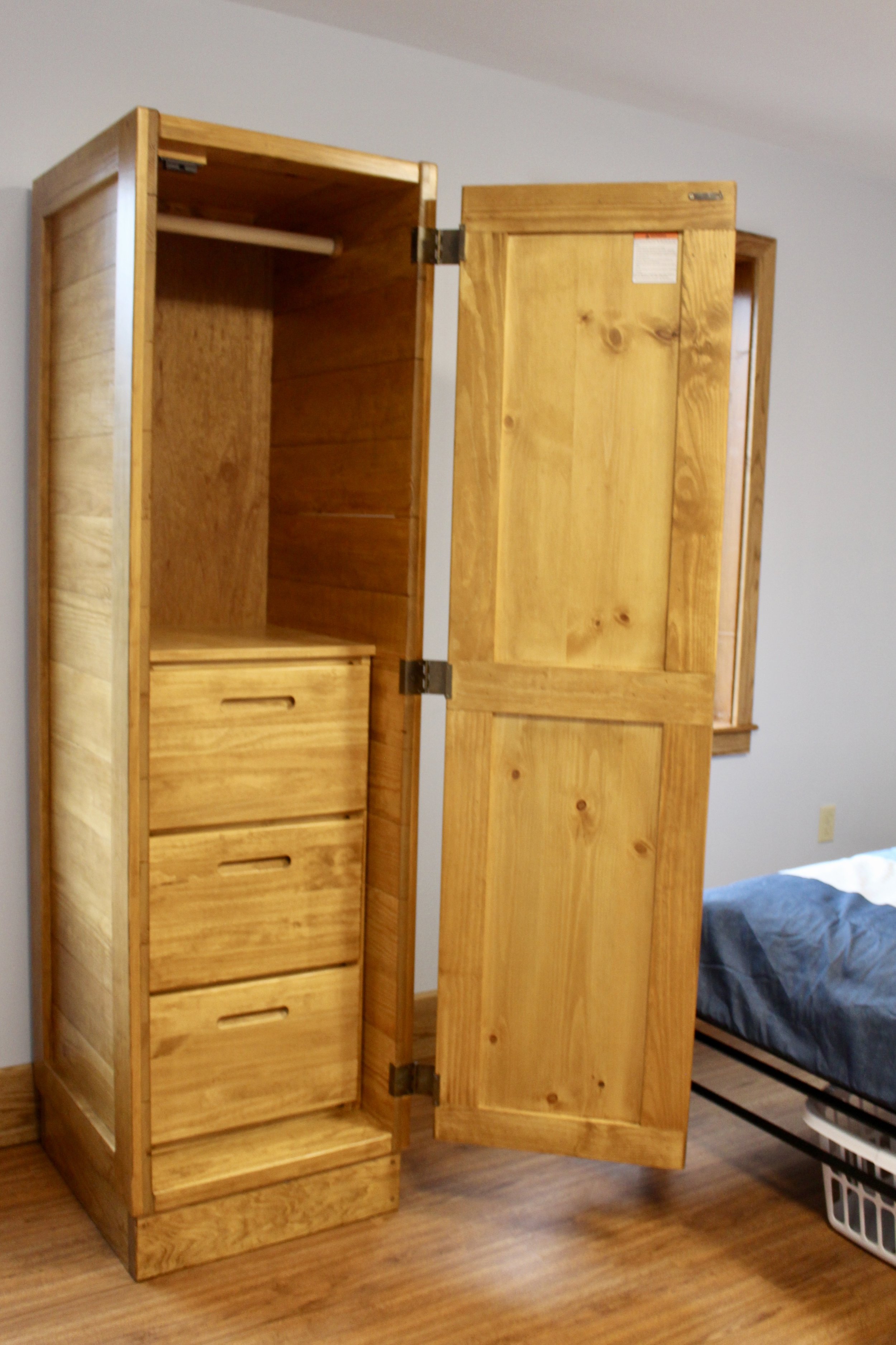 Customized Classic Single Wardrobe in Honey Pine
