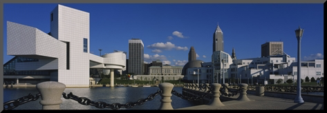 Building at the waterfront, rock and roll hall of fame, cleveland, oh, usa