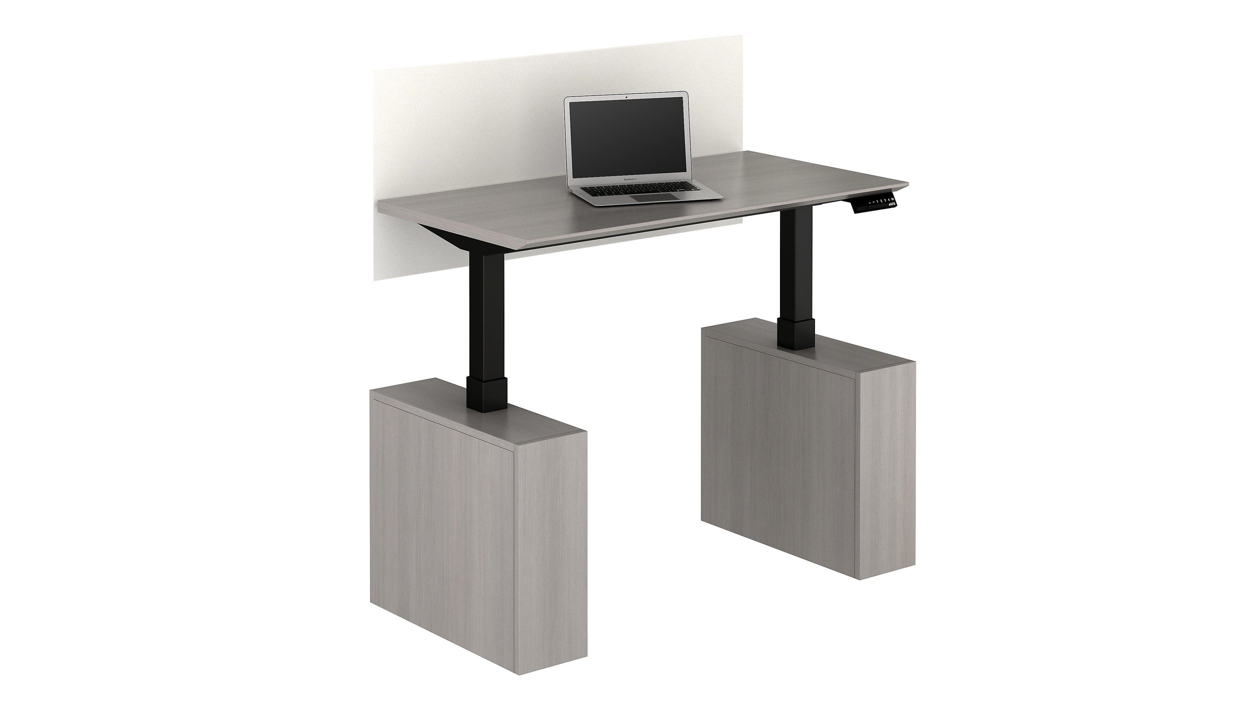 Hieght adjustable desk with privacy