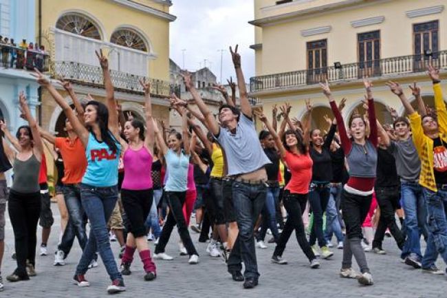 Flash-mob de danse. 