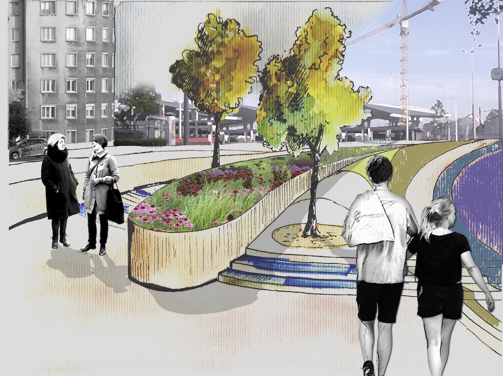Landscape Architecture Project Perspective made in Photoshop for university project.