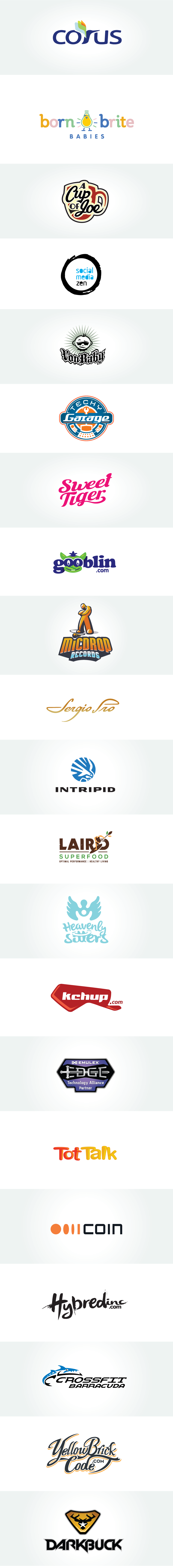 A selection of my logos featuring extensive type design.