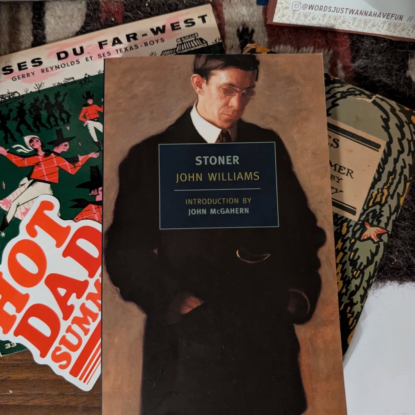 @wordsjustwannahavefun book club this month is
STONER by JOHN WILLIAMS 
(no, not that John Williams &mdash; another John Williams).

AUGUST 26, 7 PM at the ol' drinkin' place.

&mdash;&mdash;&mdash;

the spirit ain't quite moving my thumbs to type mu