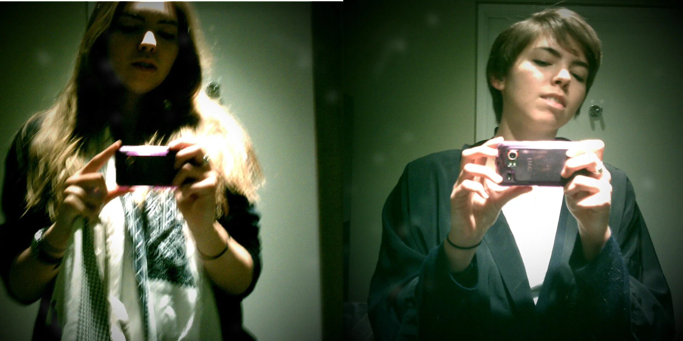 Before and after pics of my haircut in the salon bathroom