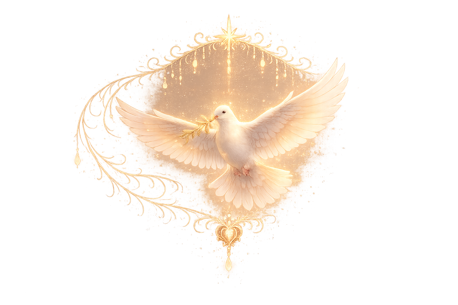 Golden dove in flight