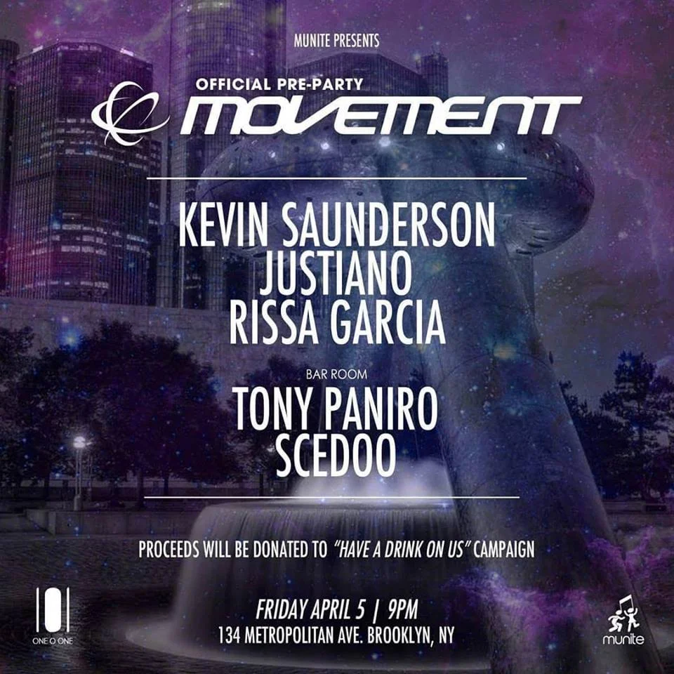 Official Movement Pre-Party: Kevin Saunderson, Justiano &amp; Rissa Garcia