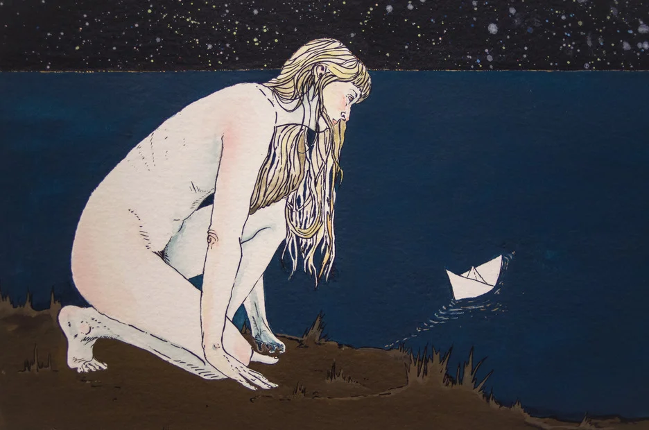 One of the earliest works in Telephone, a painting by Jana Weaver.