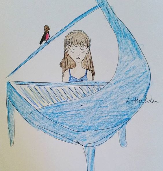 Dec 15. I made a little drawing for song #5 on the record, "Little Robin."