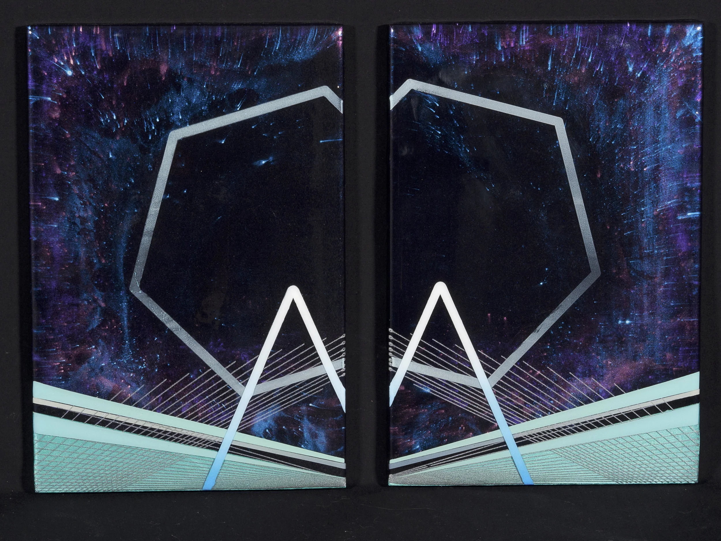 ::5:: 12" x 16" diptych (12" x 8" panels) mdf, epoxy resin, screen print, powder pigment 2016