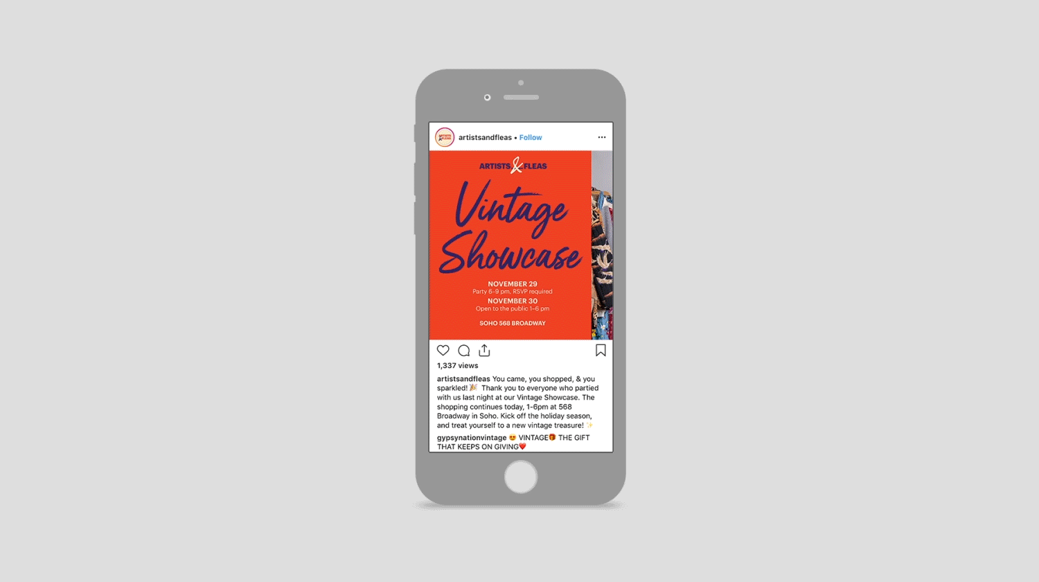 Vintage Showcase event instagram post