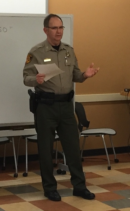 Crook County Sheriff John Gautney presenting to citizen committee. 