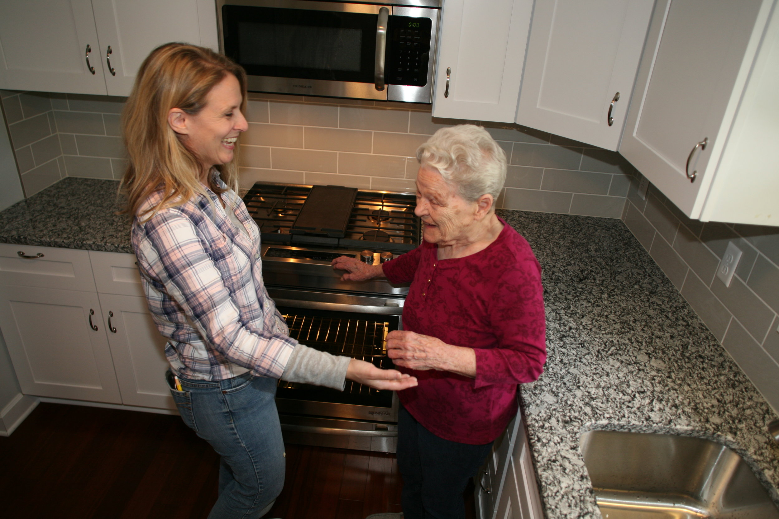 Her freshly-remodeled kitchen!