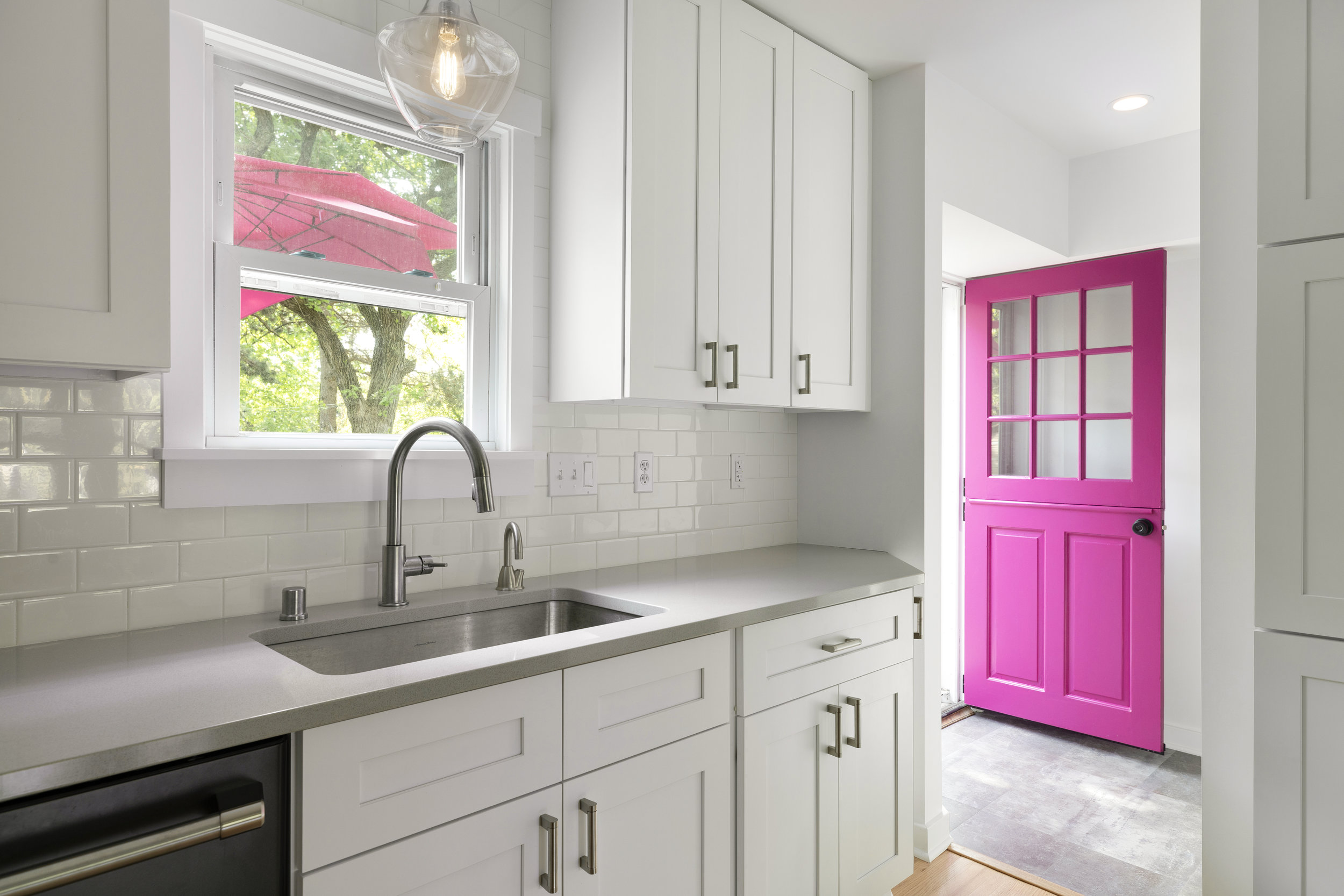 Remodeled 1950’s kitchen by removing load bearing wall.  