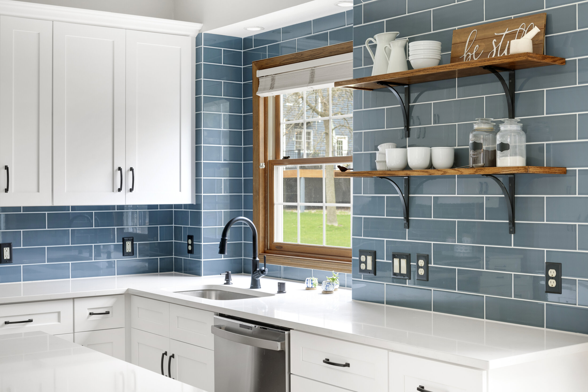 Kitchen Remodel - Blue Colorful Backsplash