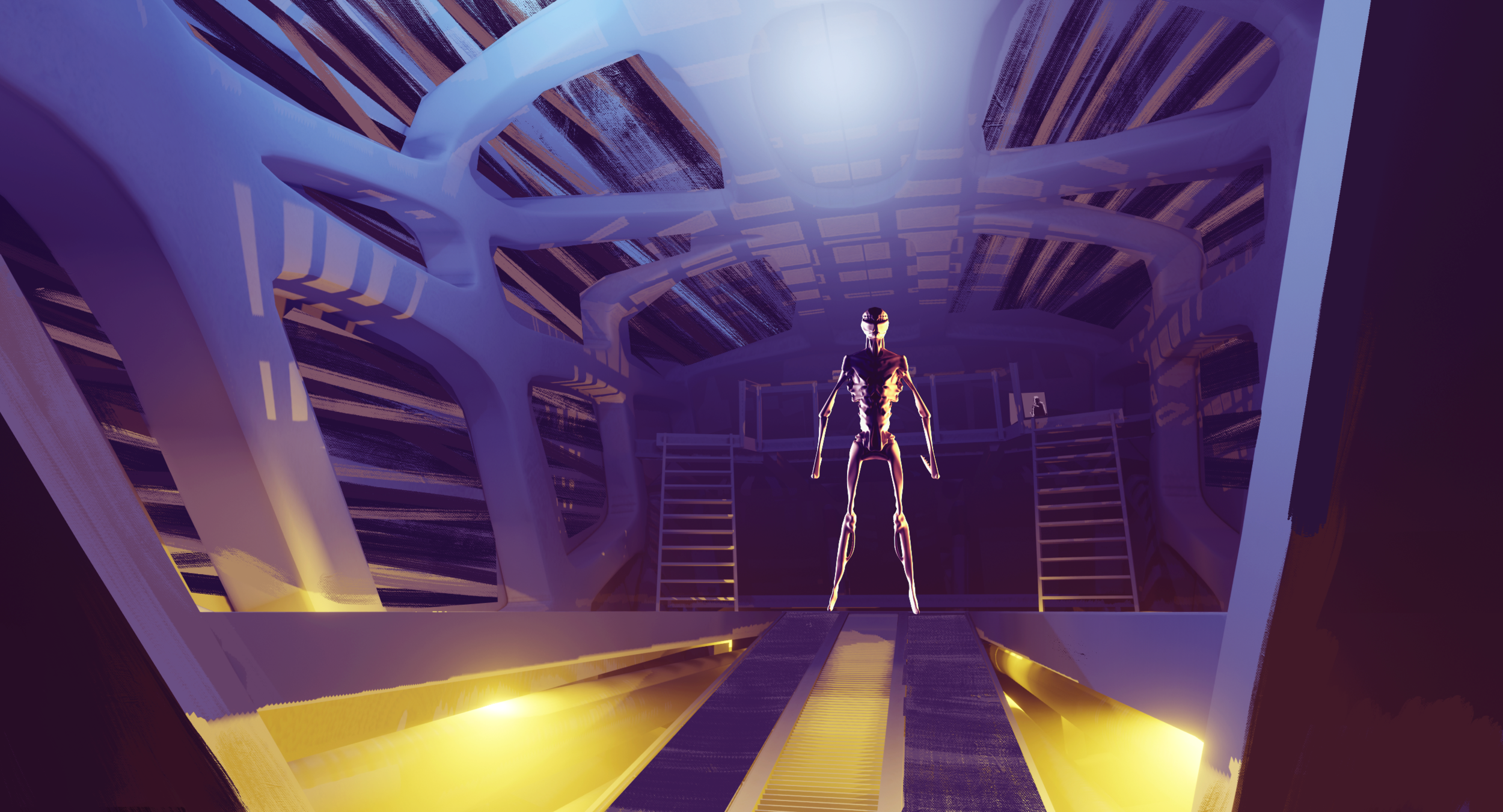 The Alien investigates the airlock. The crew hopes to spring the trap, and blow the Alien out into space.