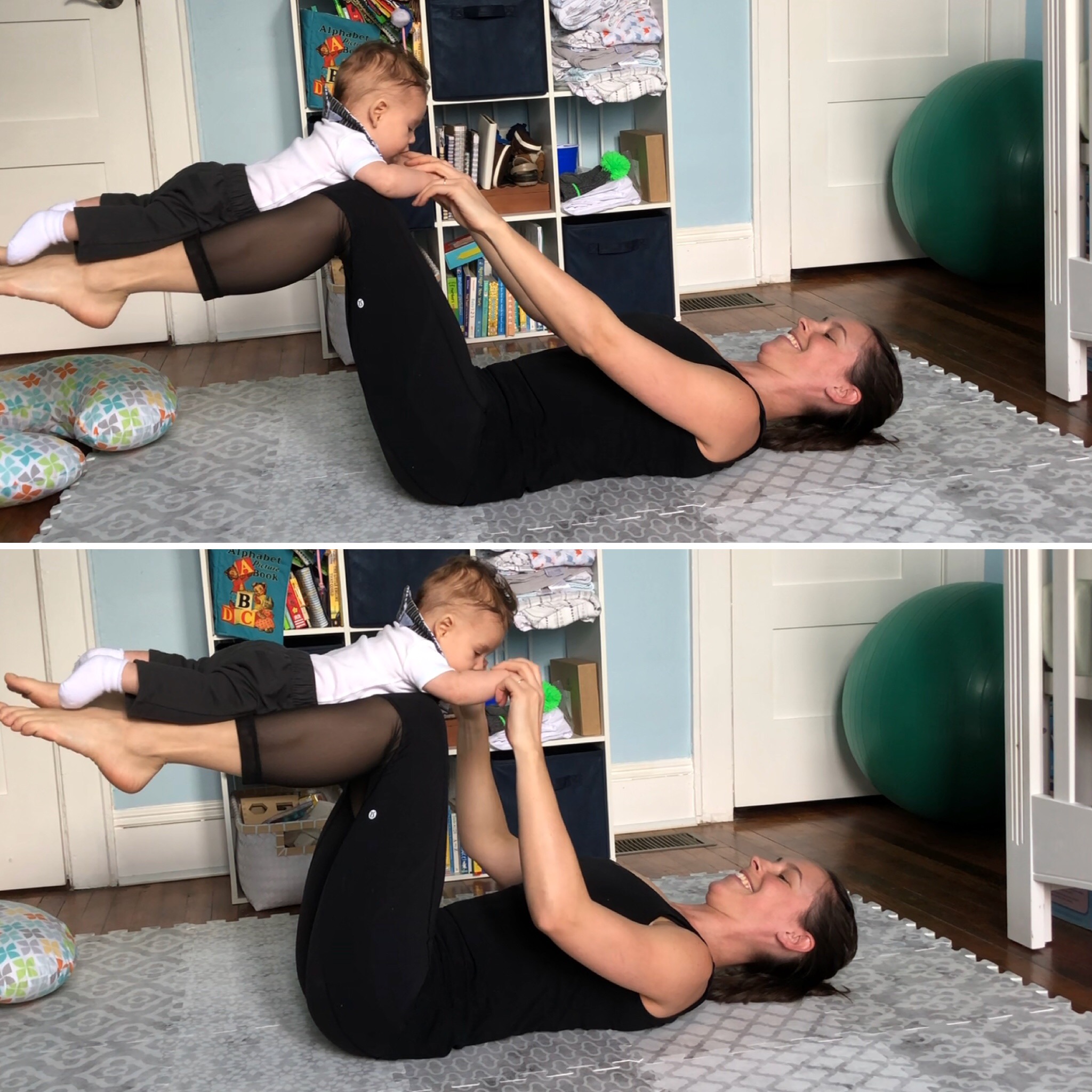 Start with the legs at 90 degrees in a tabletop position, slowly extend the legs a couple of inches away while keeping to back pressed against the floor and return to baseline.