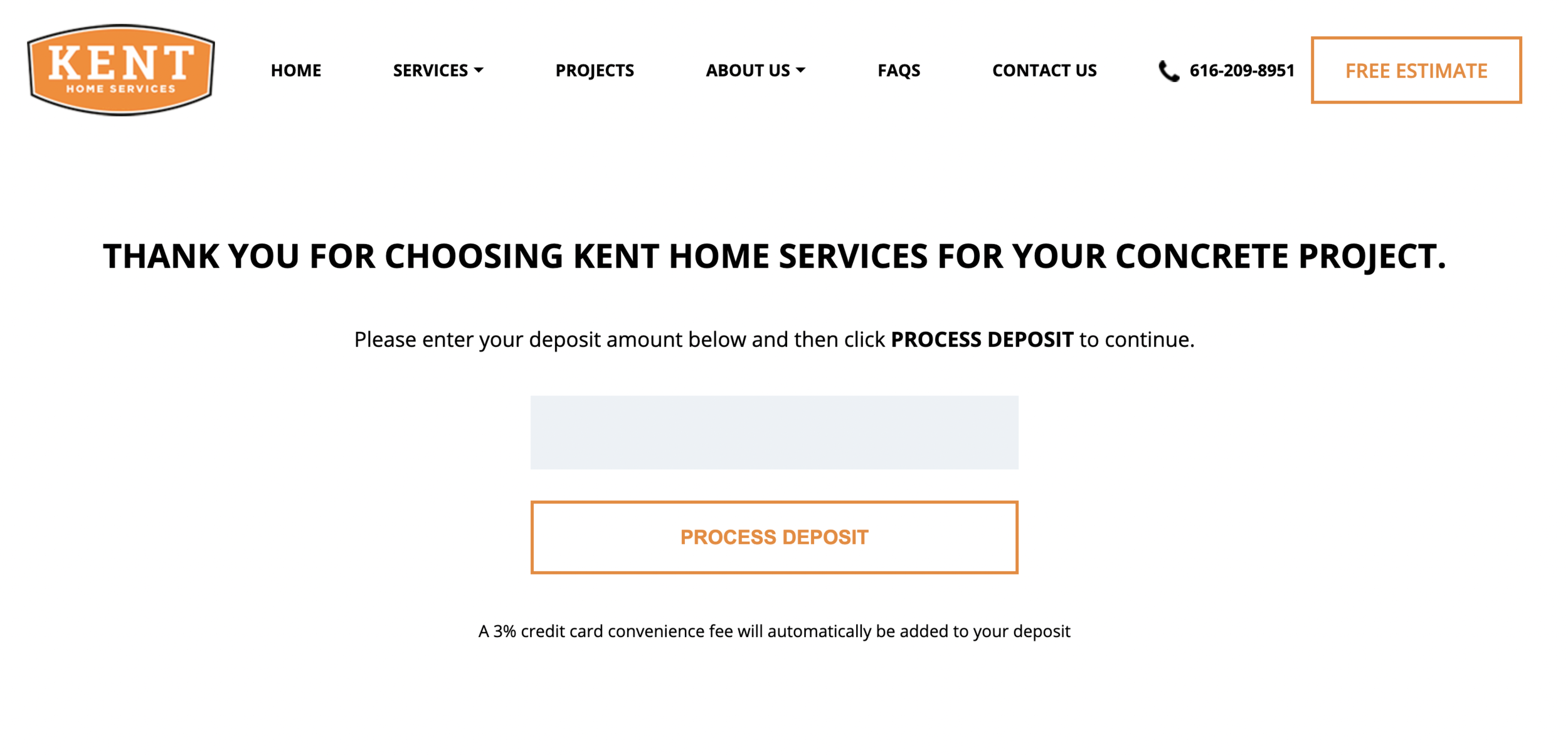 Link for deposit payment on website