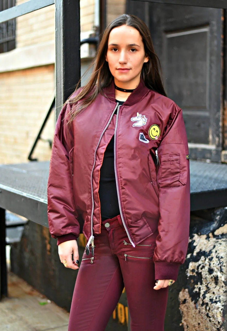 SOPHIE BICKLEY YIN 2MY YANG SISTER FASHION BLOGGERS NYC UNEMPLOYED DENIM PERSONALIZED BOMBER JACKET POST
