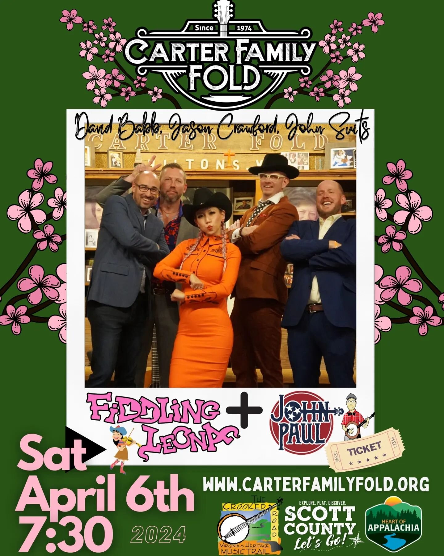 🎻🪕🎶💃✨
April 6th Saturday, we are coming back to @carterfamilyfold !!! It will a fun night with music and dancing!!🎶💃Bring your whole family, friends, and neighbors!!! Tickets are available on their website 🎟 www.carterfamilyfold.org 

#bluegra