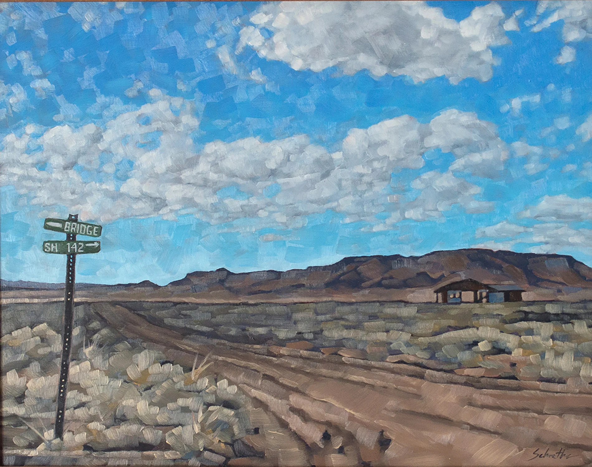"Crossroads in the Big Valley", Oils on Hardboard, 11" x 14"