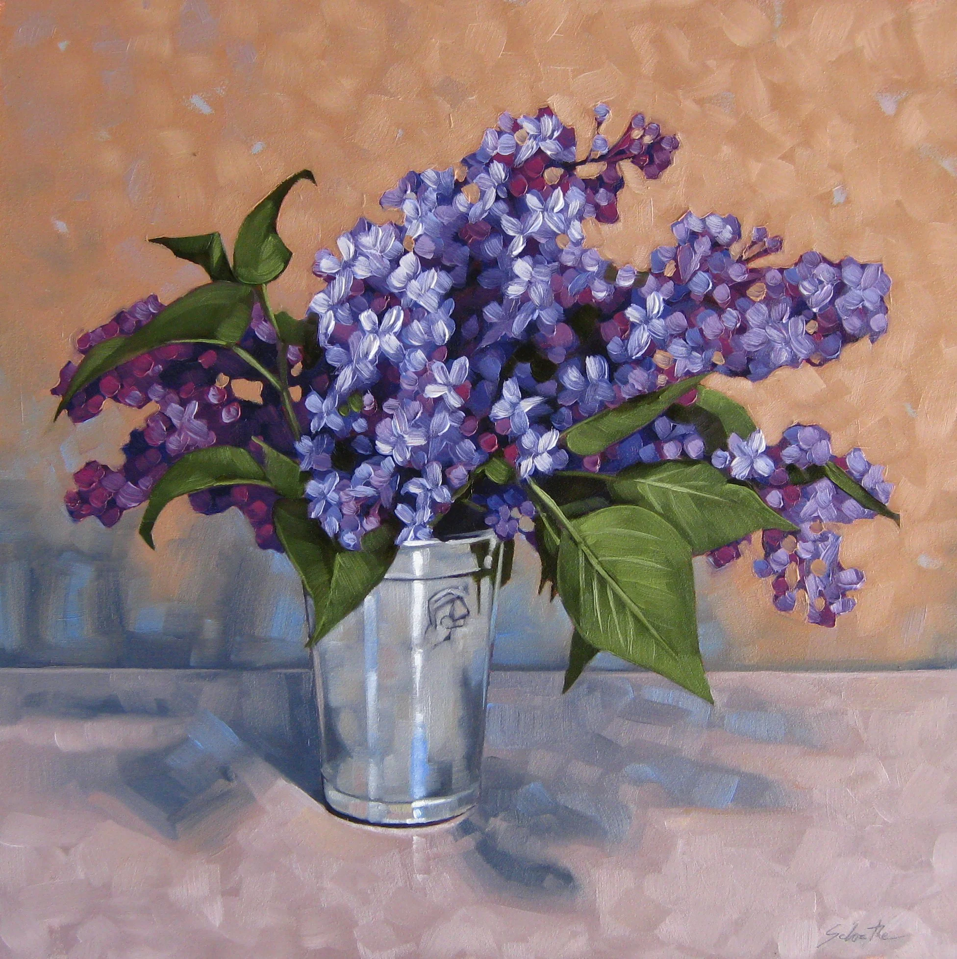 "Taos Lilacs", Oils on Hardboard, 12" x 12" SOLD