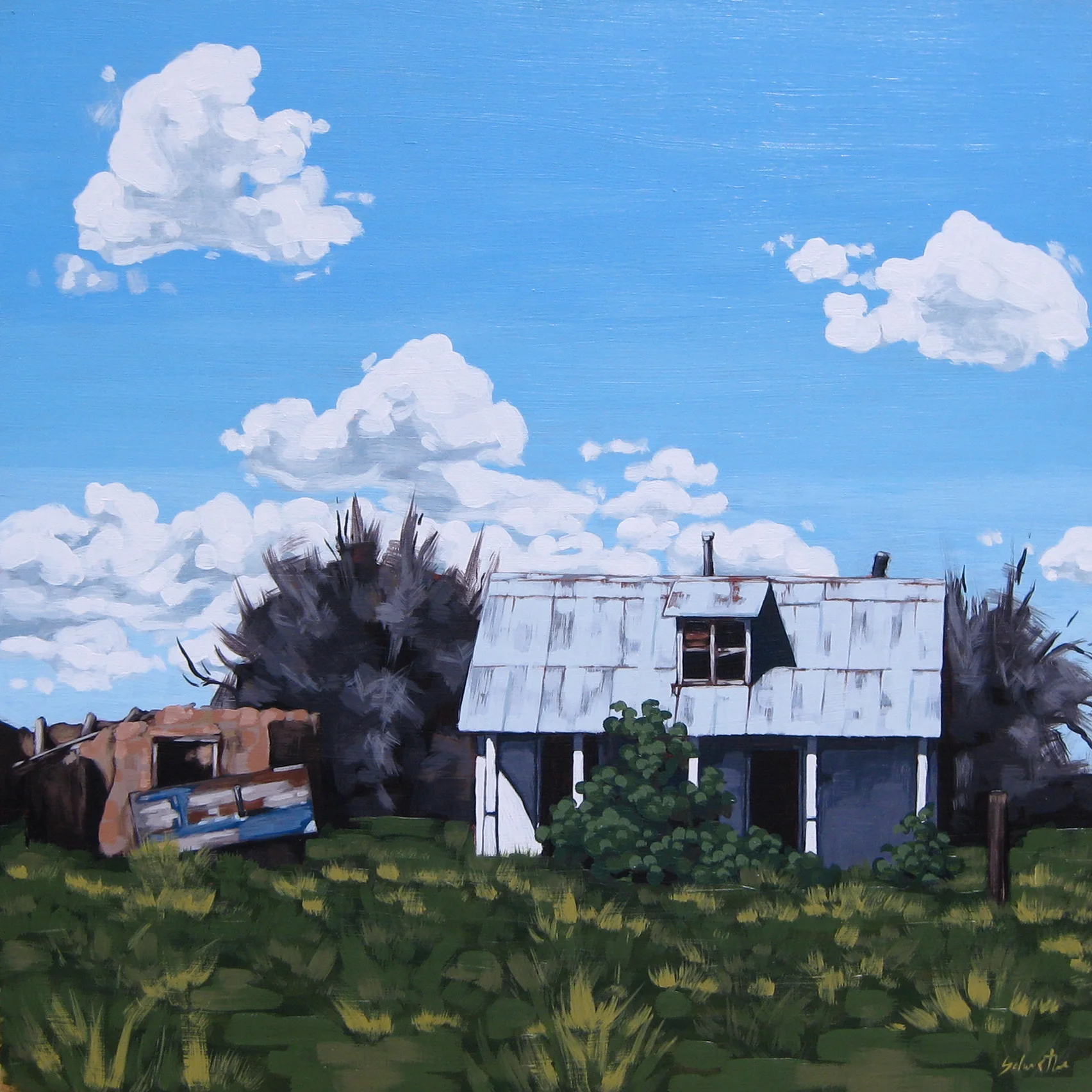 "Abandoned", Acrylics on Hardboard, 18" x 18" SOLD