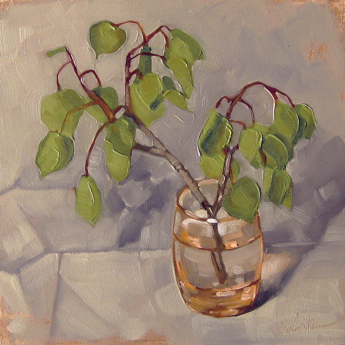 "Wilted Aspen", Oils on Gessobord, 6" x 6" SOLD