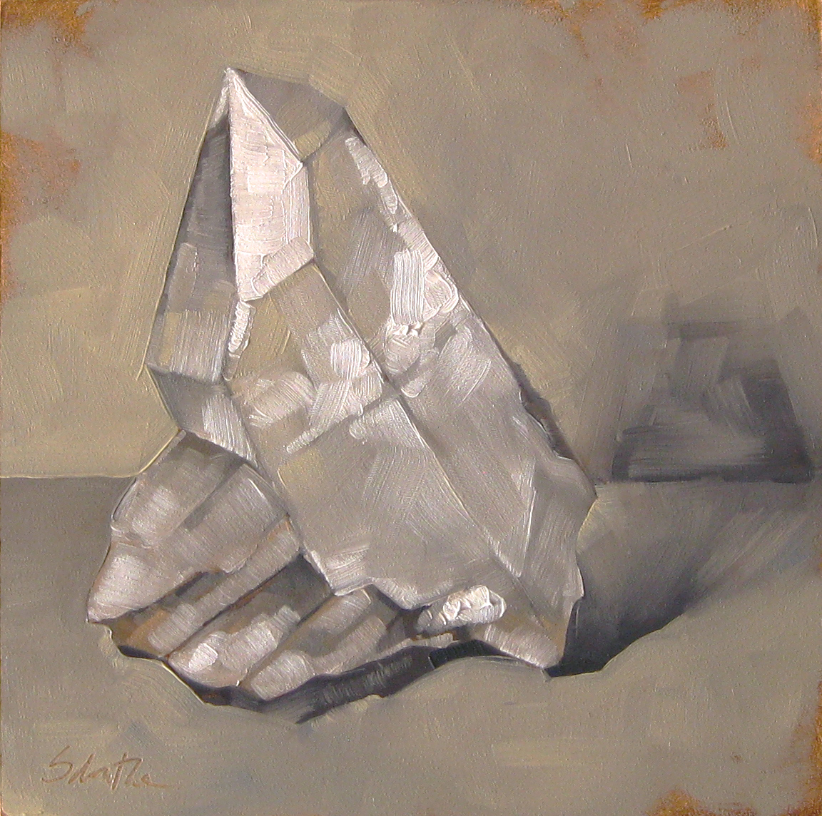"Monotone Quartz", Oils on Gessobord, 6" x 6" SOLD.