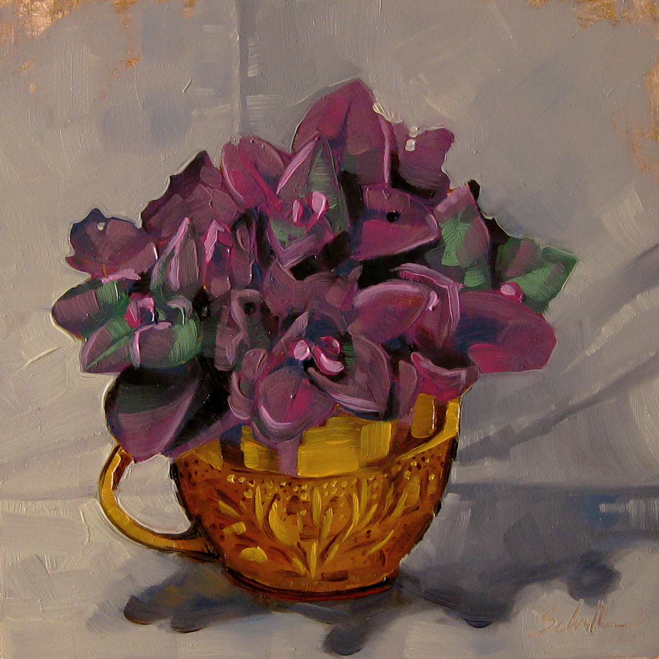 "Orach in a Cup", Oils on Gessobord, 6" x 6" SOLD