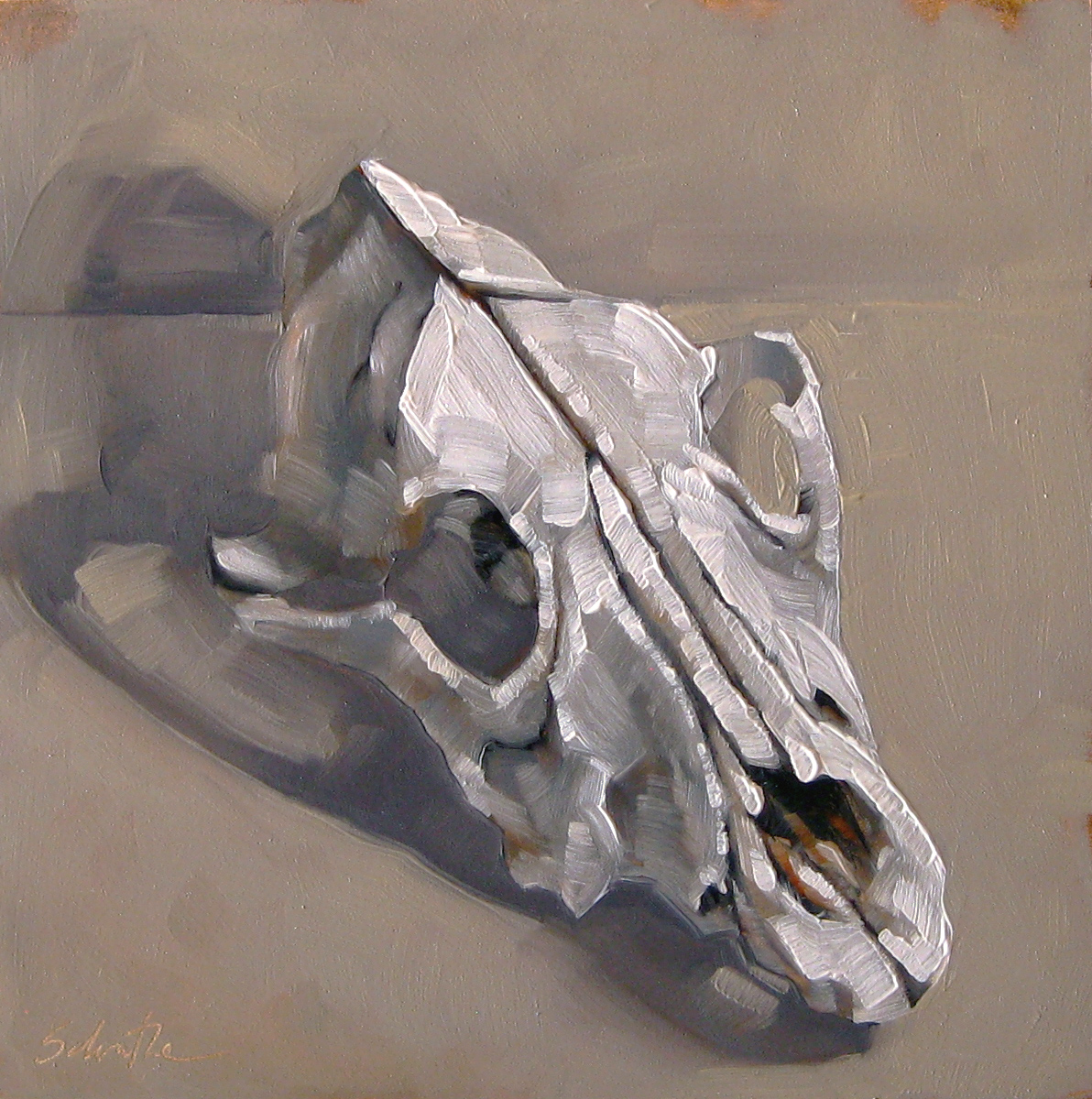"Canine Sans Canines", Oils on Gessobord, 6" x 6" SOLD