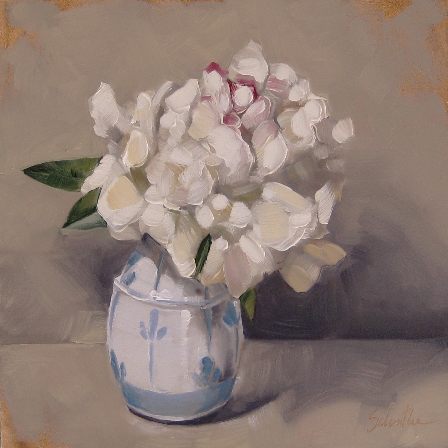 "Persistant Peony", Oils on Gessobord, 6" x 6" SOLD