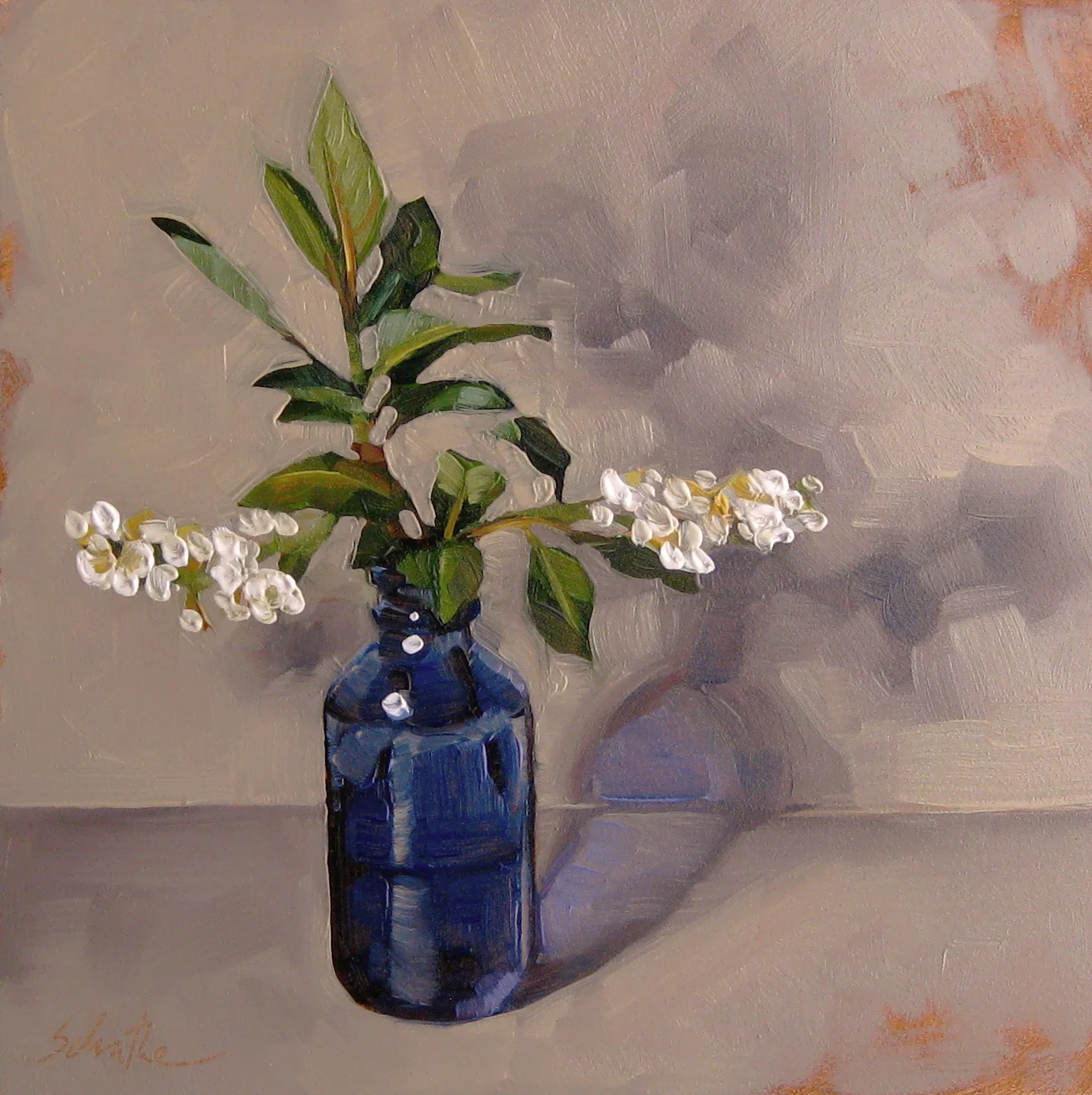 "Quick Blooming Chokecherry", Oils on Gessobord, 6" x 6" SOLD