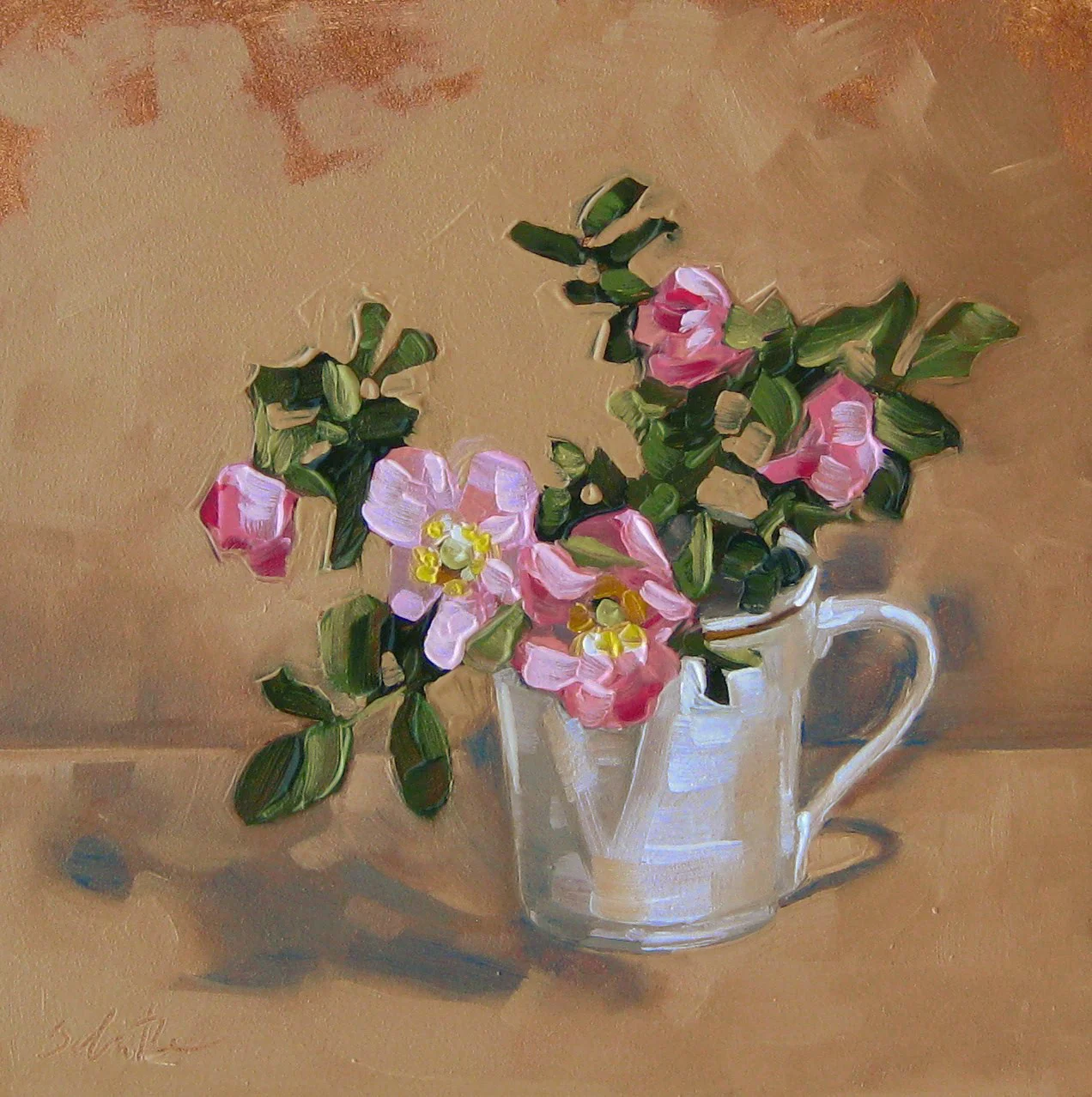 "Those Wild and Crazy Roses", Oils on Gessobord, 6" x 6" SOLD