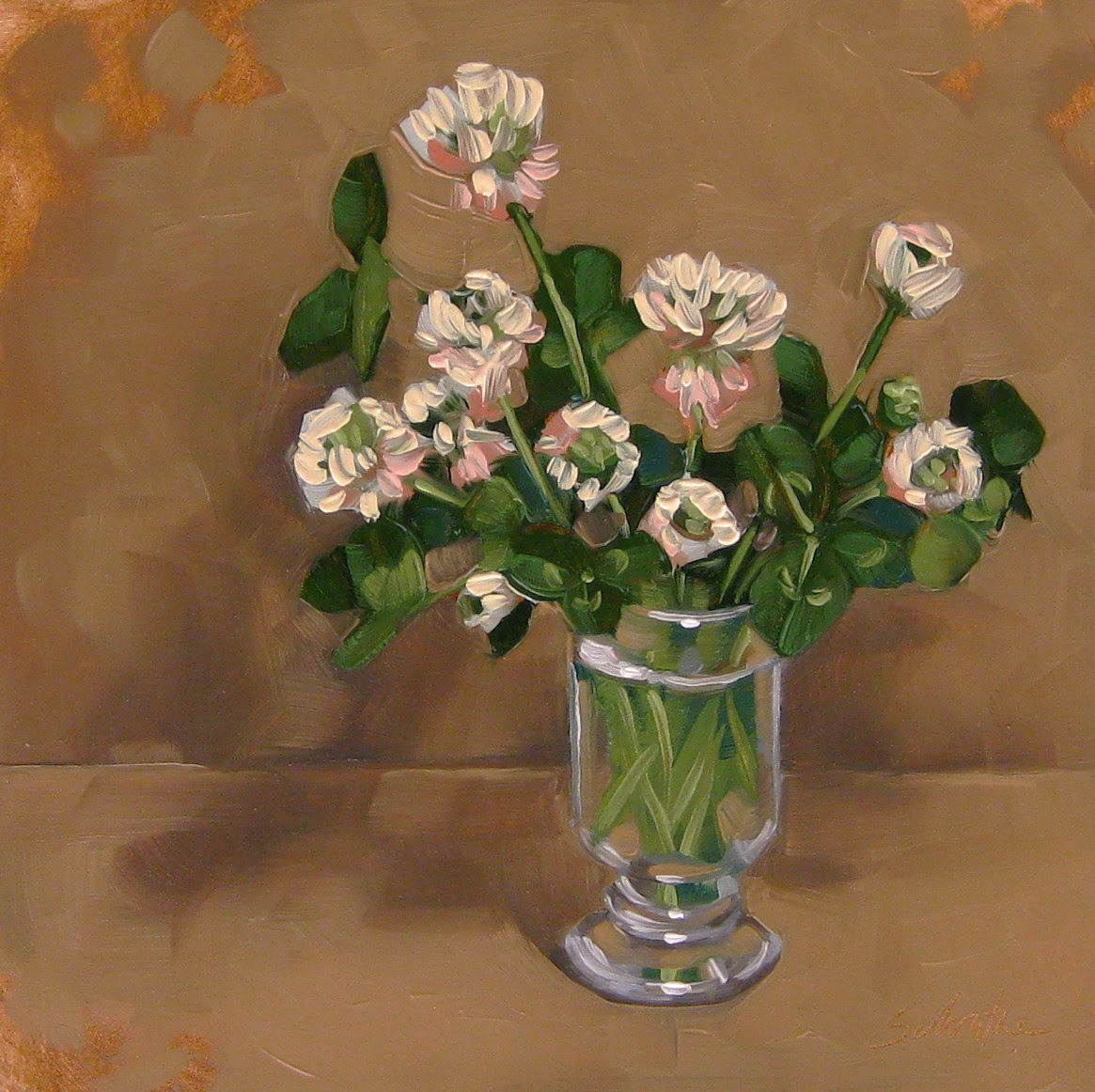 "Plain Old Clover", Oils on Gessobord, 6" x 6" SOLD