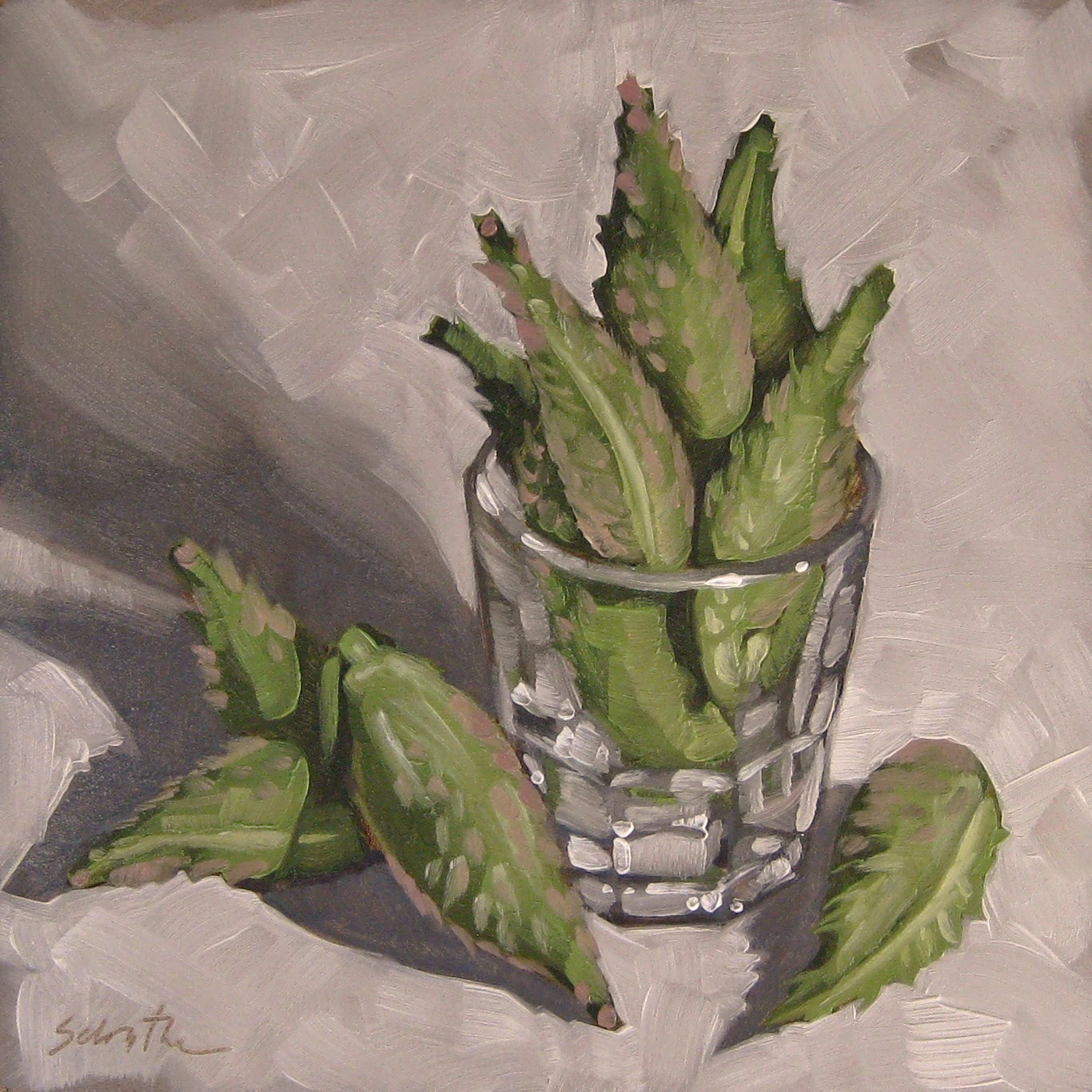 "Milkweed Cocktail", Oils on Gessobord, 6" x 6" SOLD