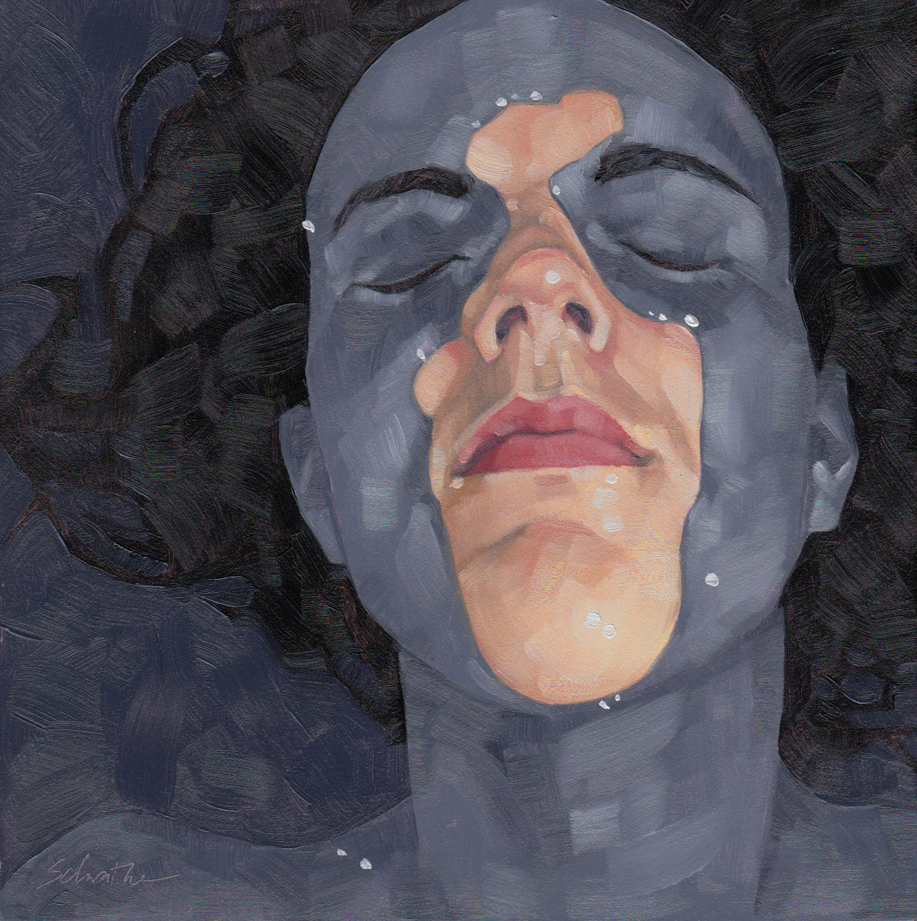 "Sink or Swim II", Oils on Gessobord, 6" x 6", SOLD.