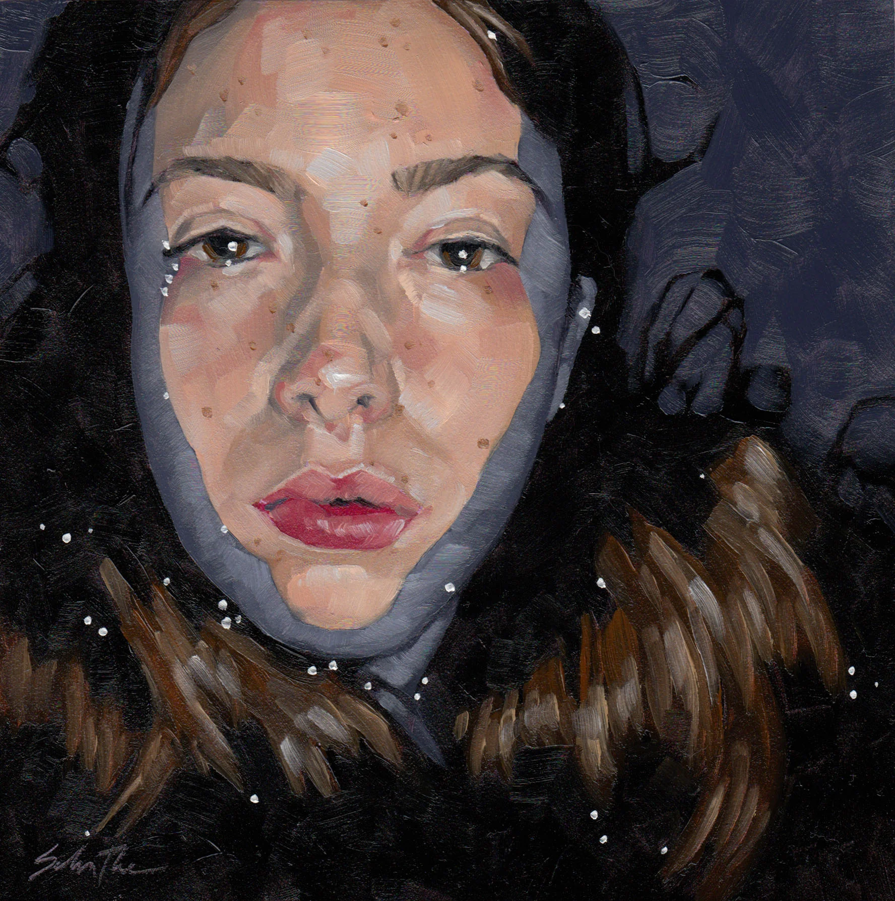 "Sink or Swim V", Oils on Gessobord, 6" x 6", SOLD.