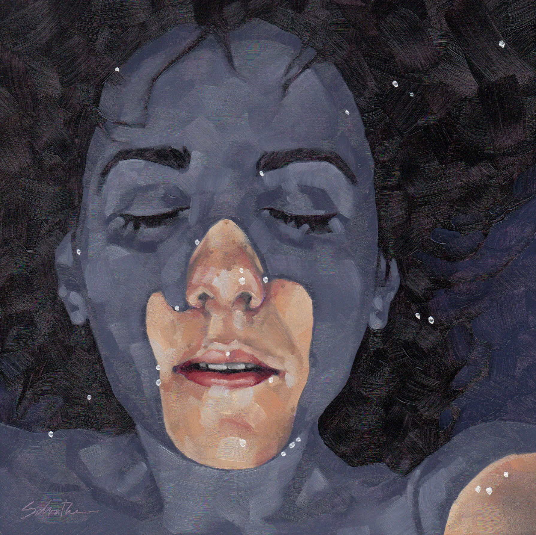 "Sink or Swim VI", Oils on Gessobord, 6" x 6", SOLD.