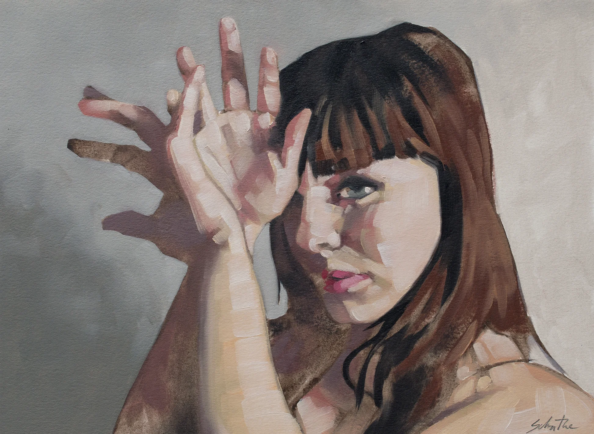 "The Shadows", Oils on Paper, 9" x 12", SOLD.