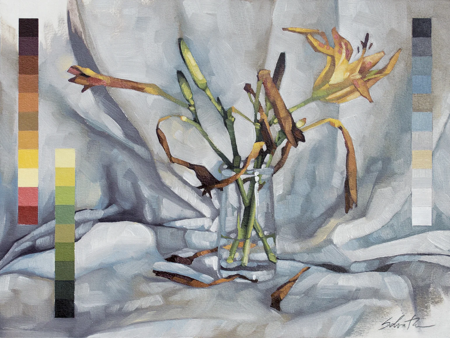 "Last One Standing in 31 Colors", Oils on Paper, 9" x 12" on 11" x 14" paper.
