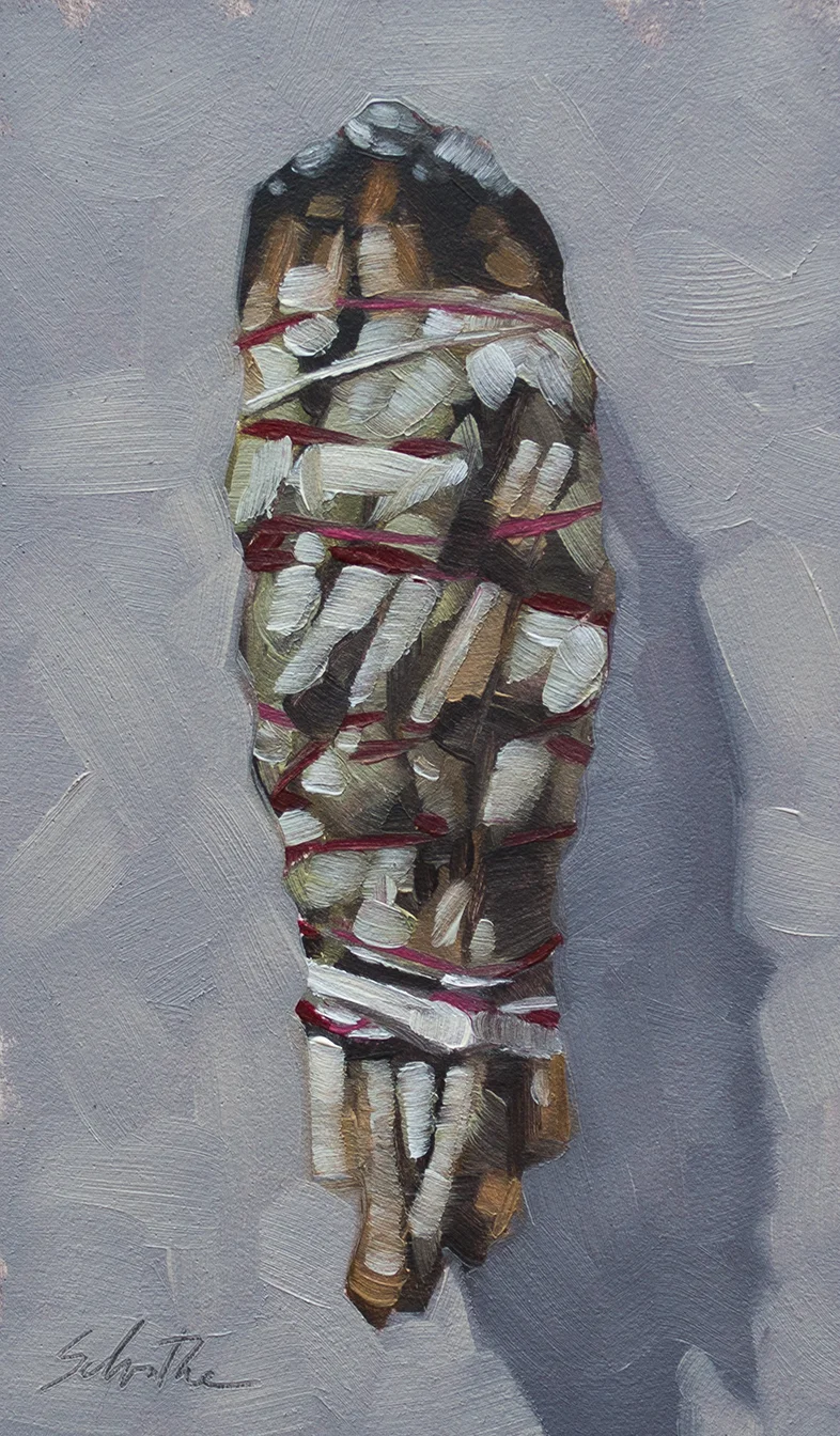 "Smudge Stick", Oils on Gessobord, 3" x 5"