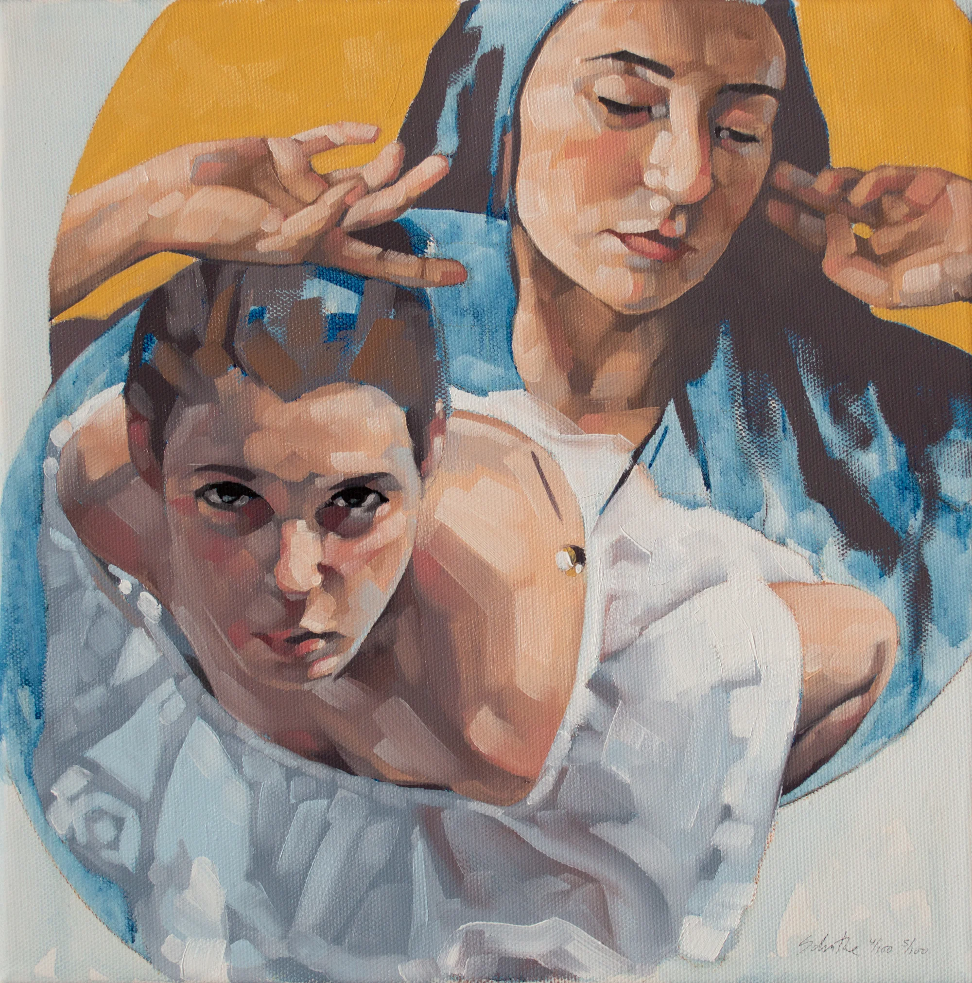 "Heads 4/100 and 5/100", Oils on Canvas, 12" x 12".