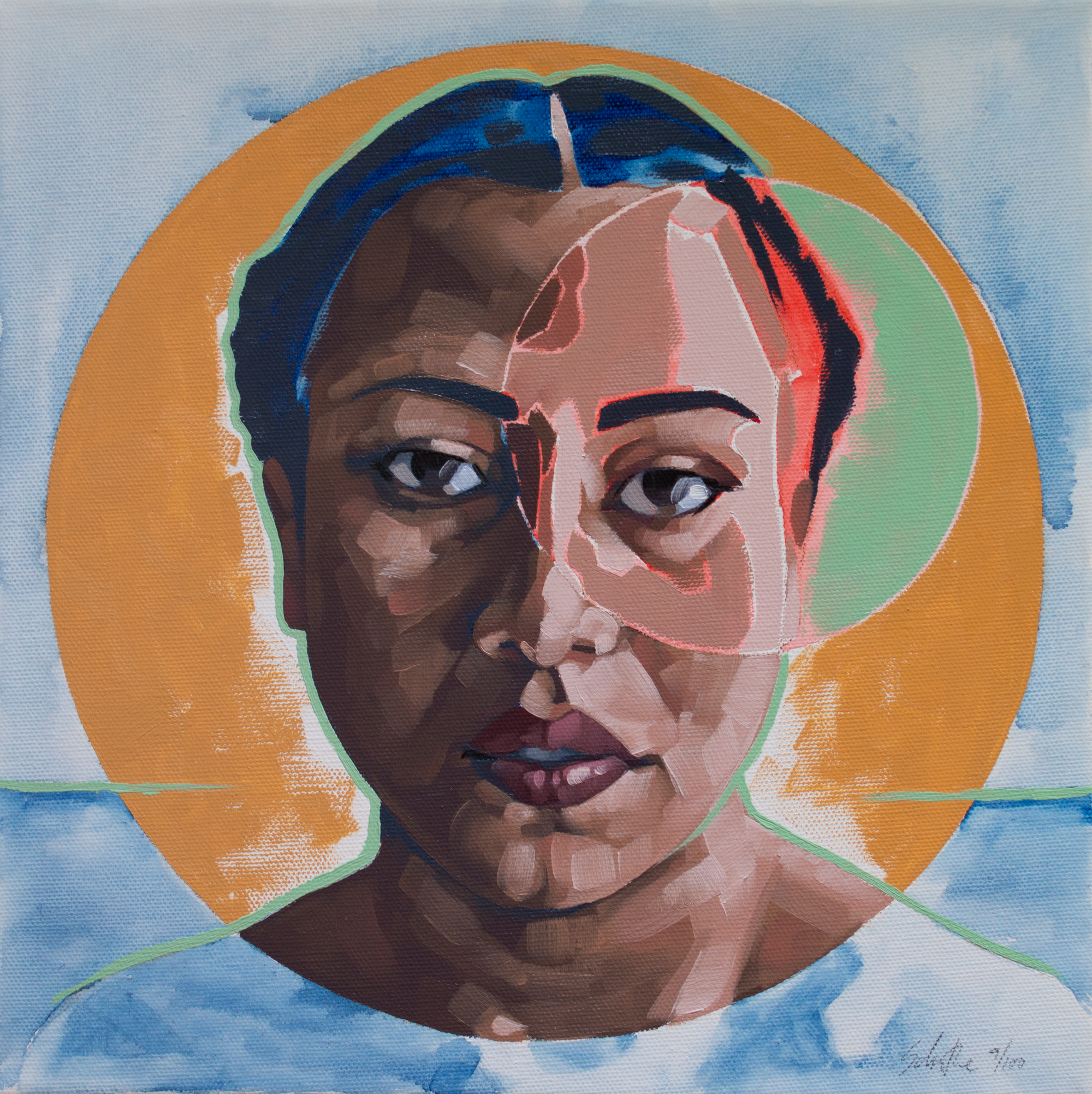 "Head 9/100", Oils on Canvas, 12" x 12".