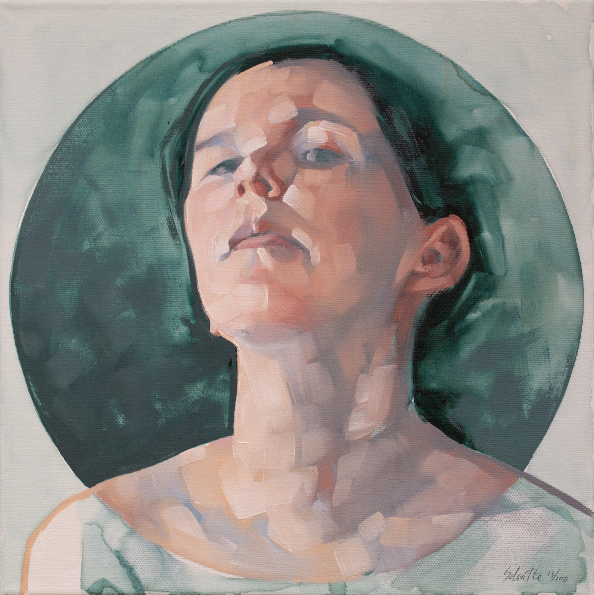 "Head 13/100", oils on canvas, 12" x 12".