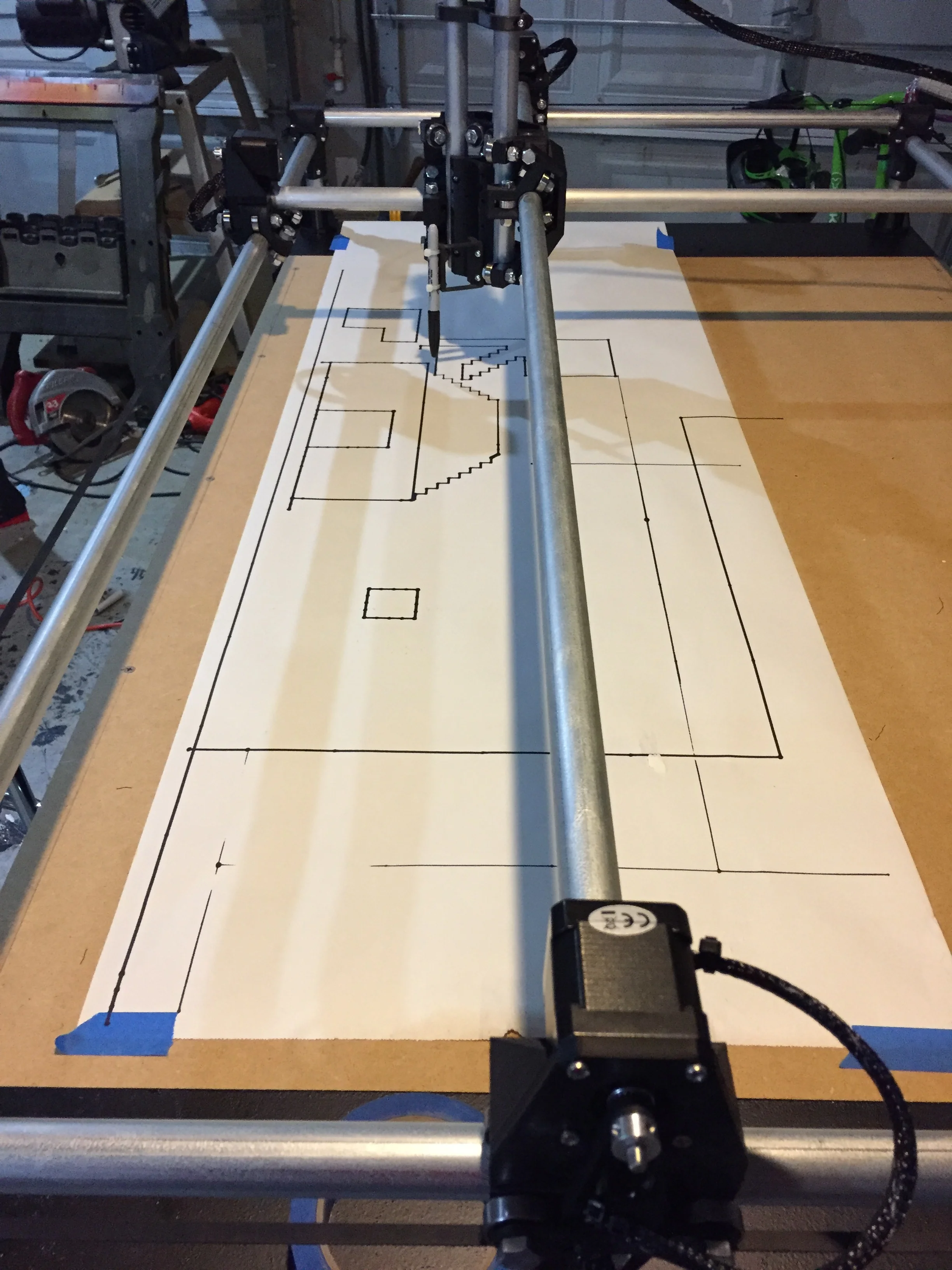 Testing the MPCNC with a pen attachment and a Sharpie.
