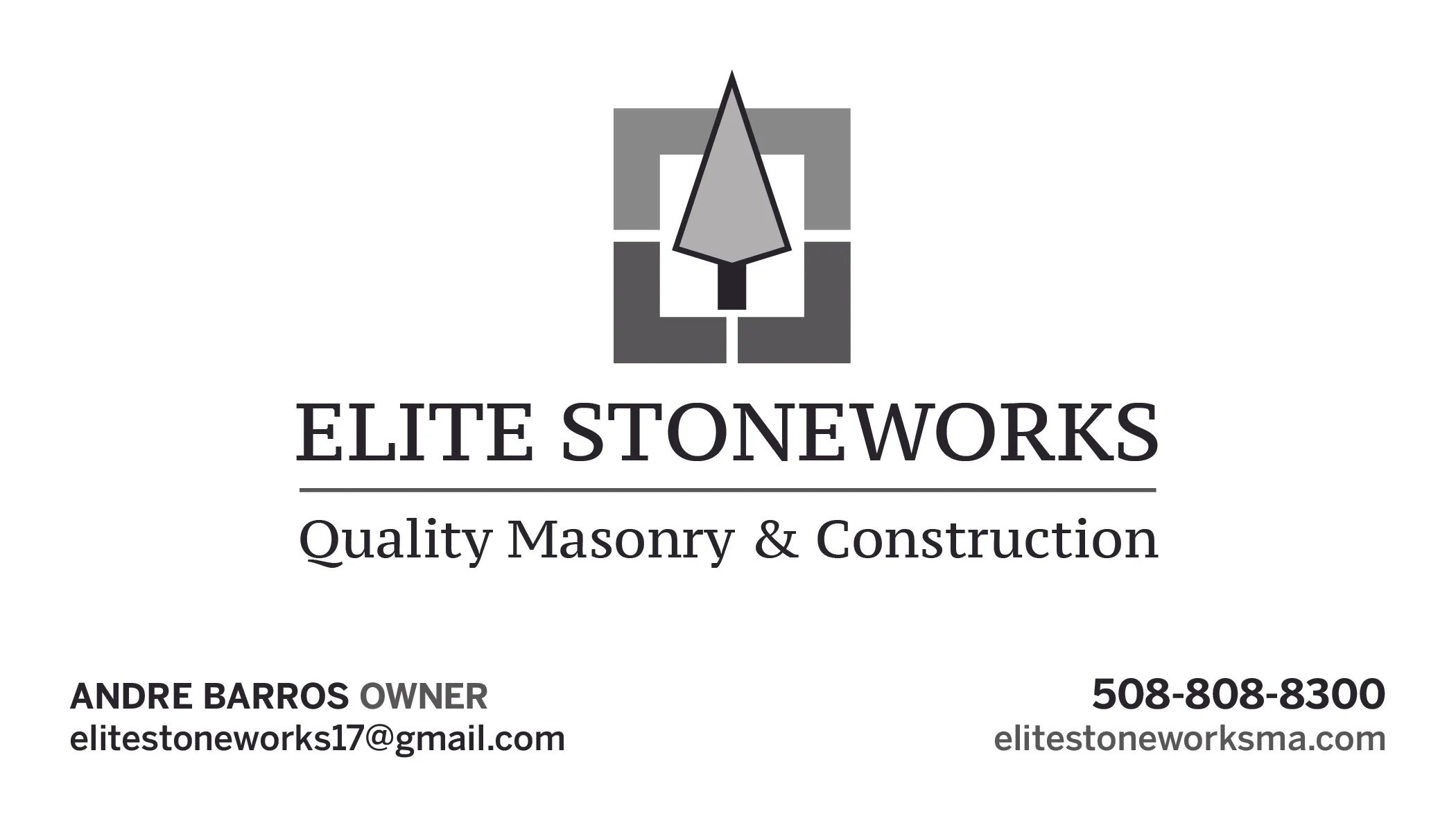 Elite Stoneworks Business Card Design - FRONT