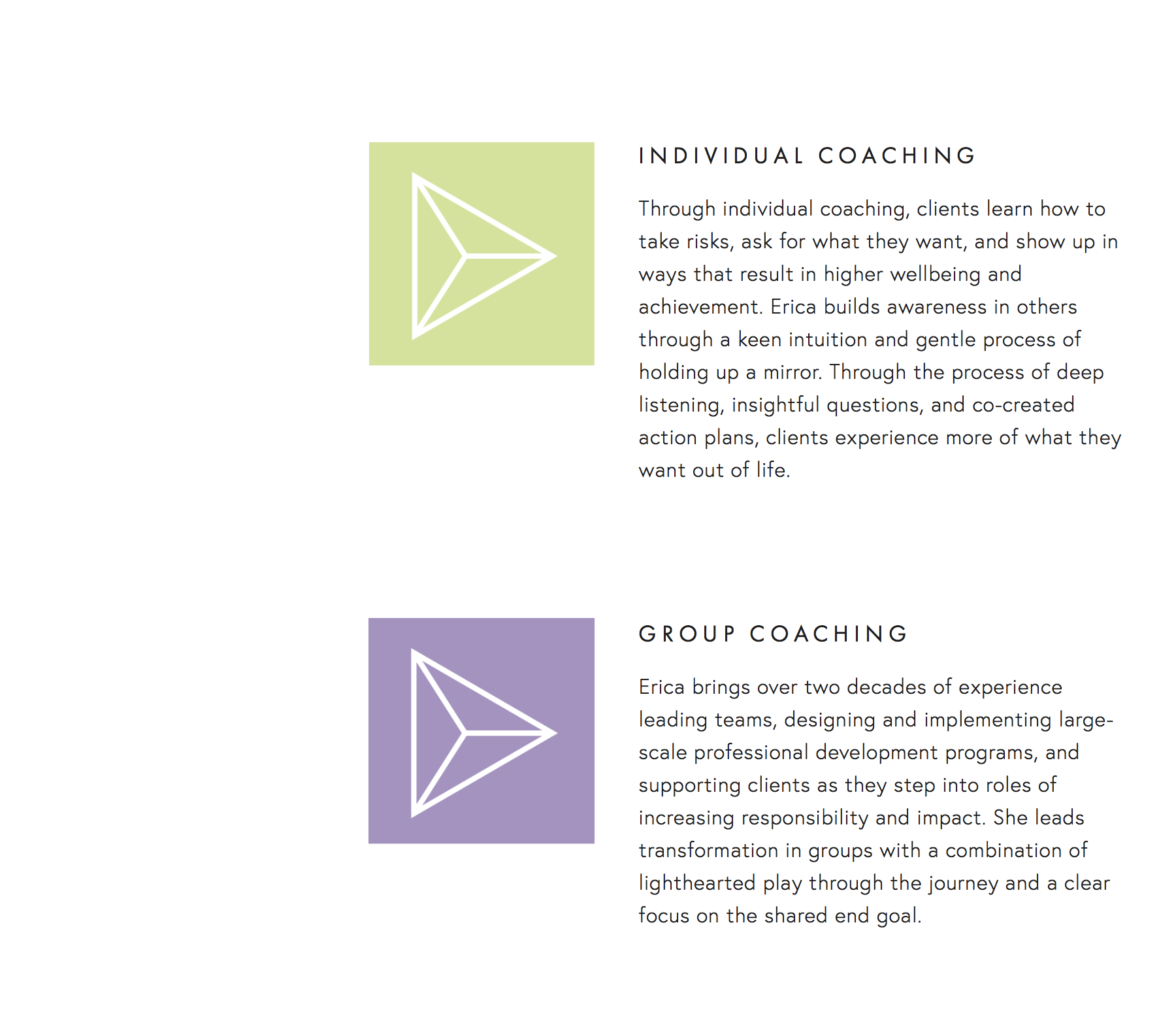  Custom images created for types of coaching services offered  