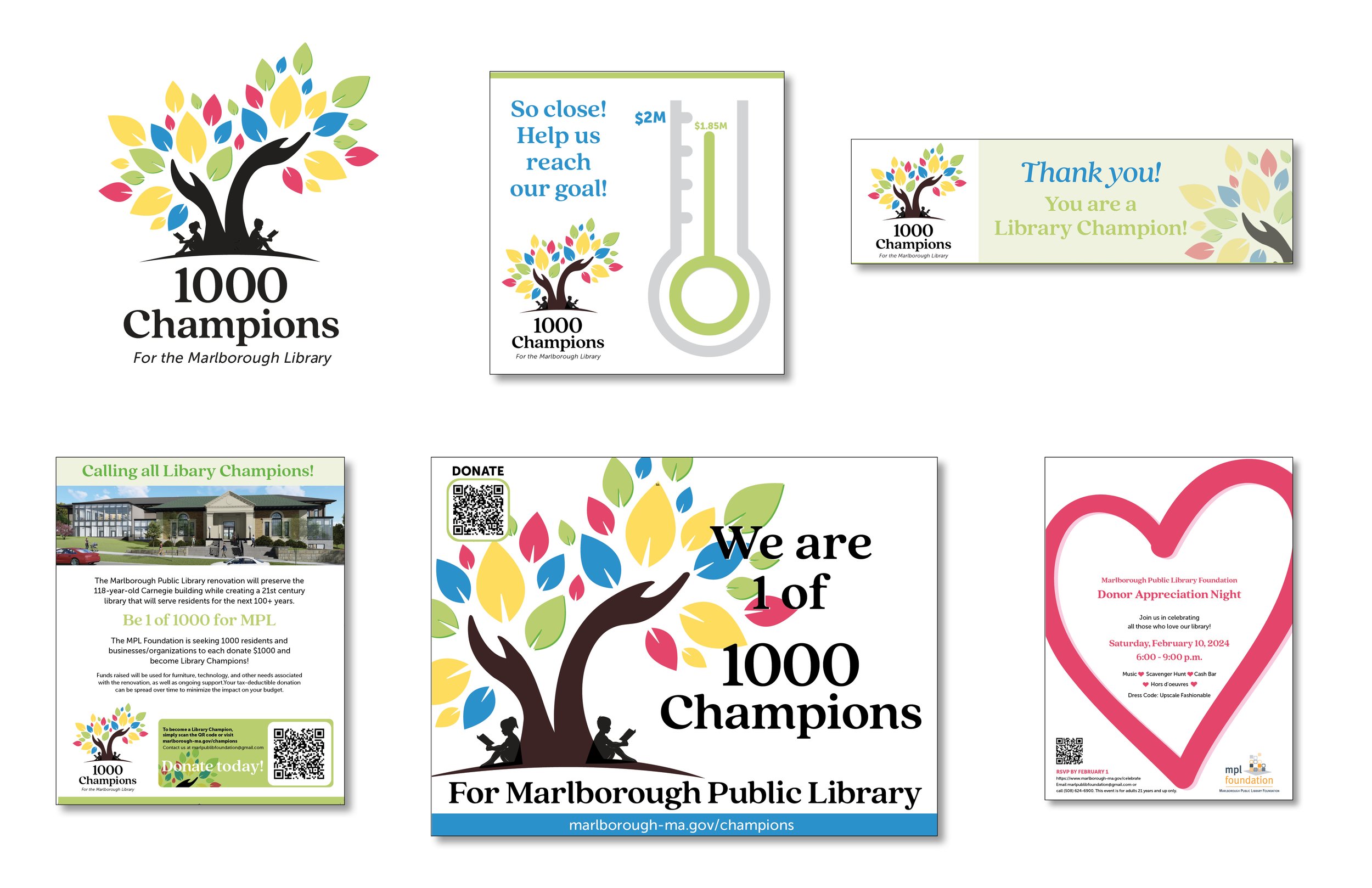 2023 Marlborough Public Library 1000 Champions Logo Design & Collateral