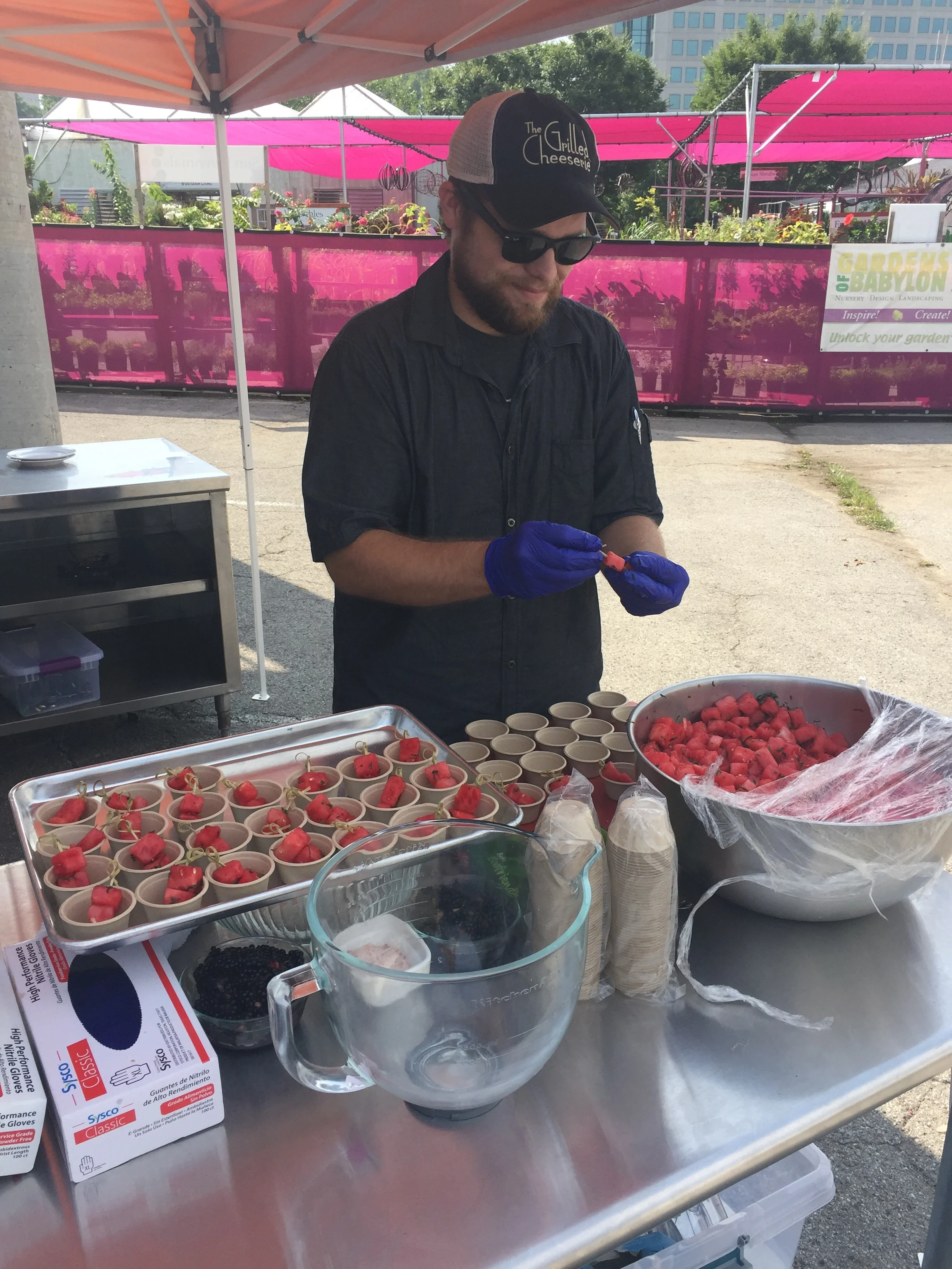 Production Chef Taylor, making  hundreds of samples on Watermelon Fest Day